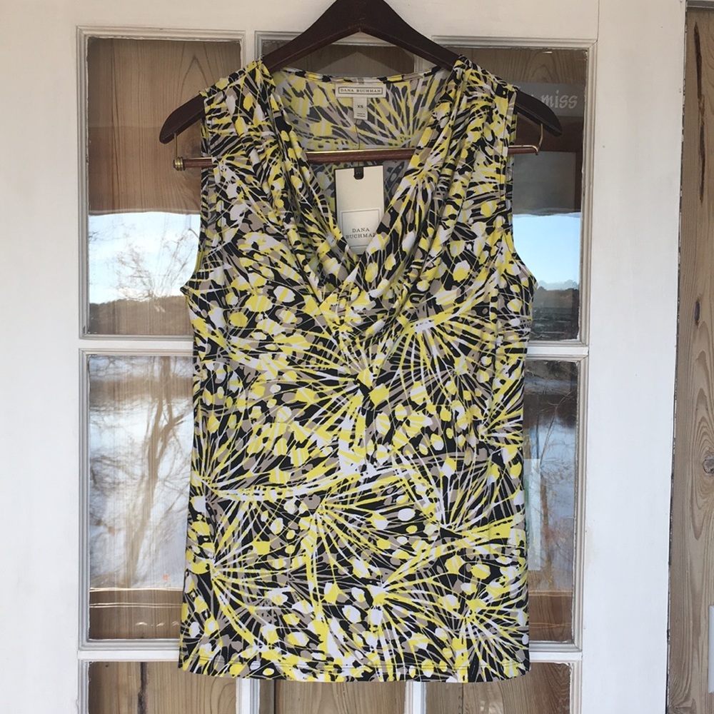Dana buchman XS sleeveless NEW WITH TAGS blk,tan,yellow, white